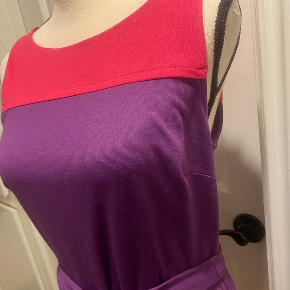 Elle Womens Purple Red Pink Color Block Sleeveless Midi Dress size 8 - Picture 11 of 12